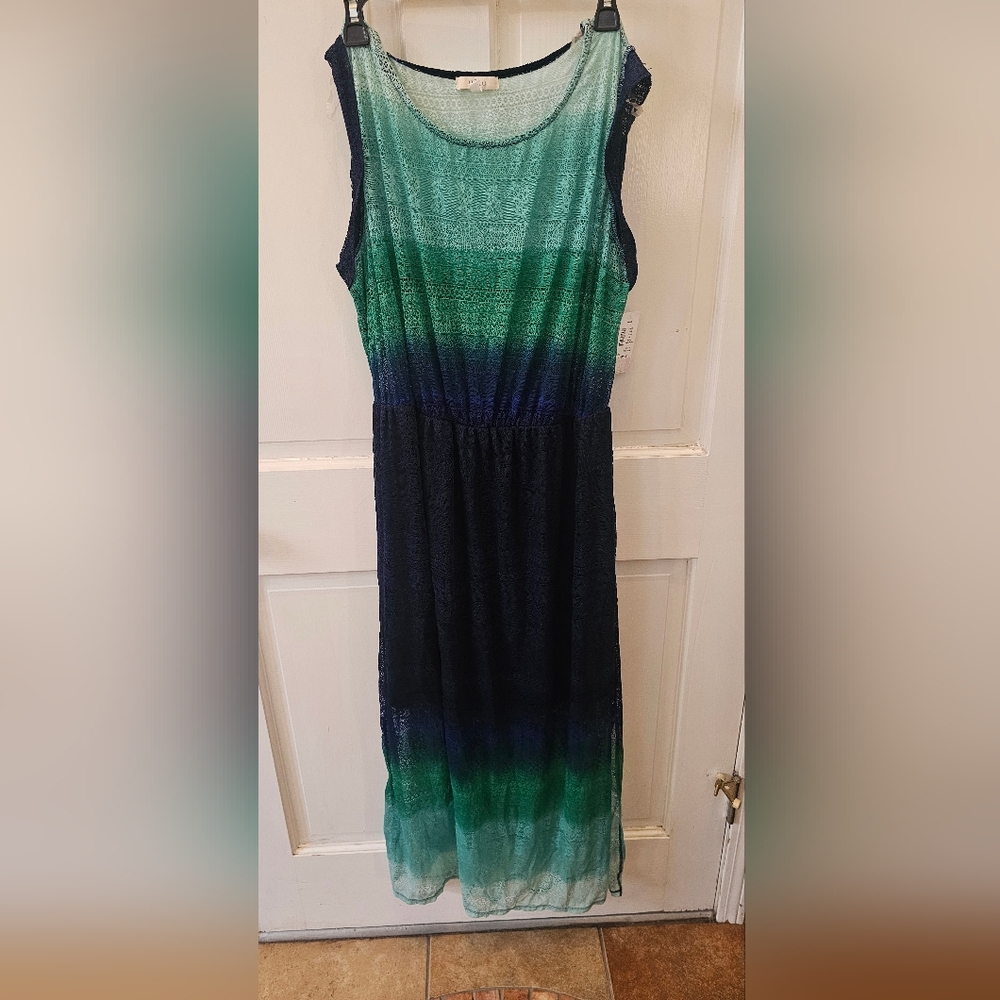 Green and Blue Ombre Lace Dress
